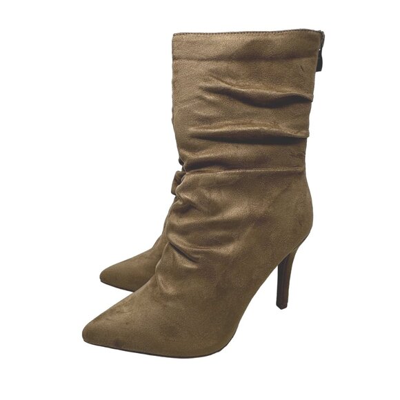 Journee Collection Markie Slouchy Booties Size 8 Wide Brown Stiletto Pointed Toe - Picture 2 of 8
